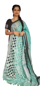 Linen cutwork saree SILK ZONE